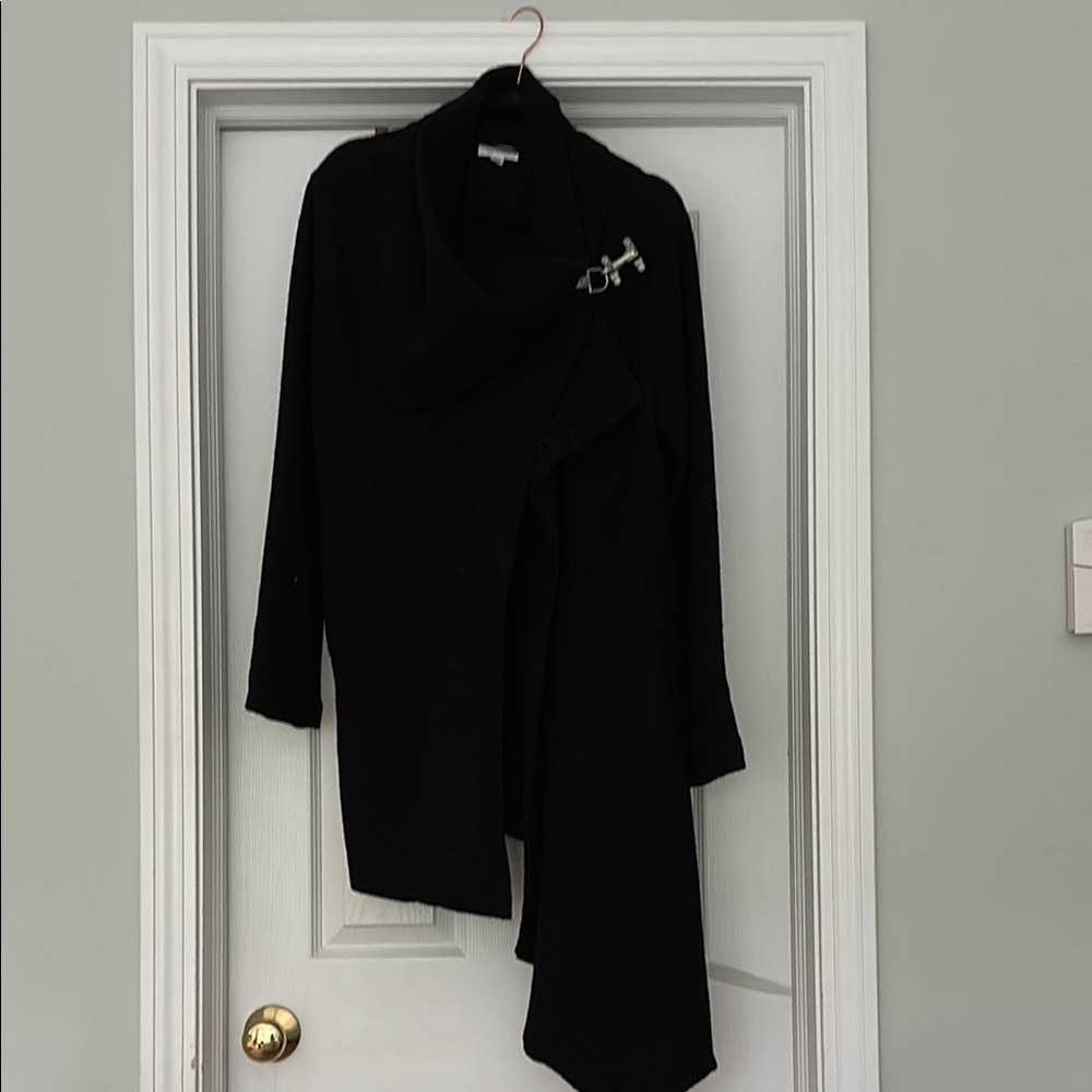 Garnet Hill Black asymmetrical boiled-wool coat